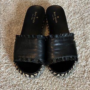 Kate Spade Black Ruffle Leather Sandals